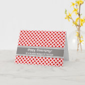 Red Gray Circles Employee Jubileum Kaart (Gele Bloem)