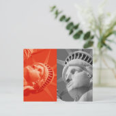 Red Gray Collage Closeup Statue Liberty Briefkaart (Staand voorkant)