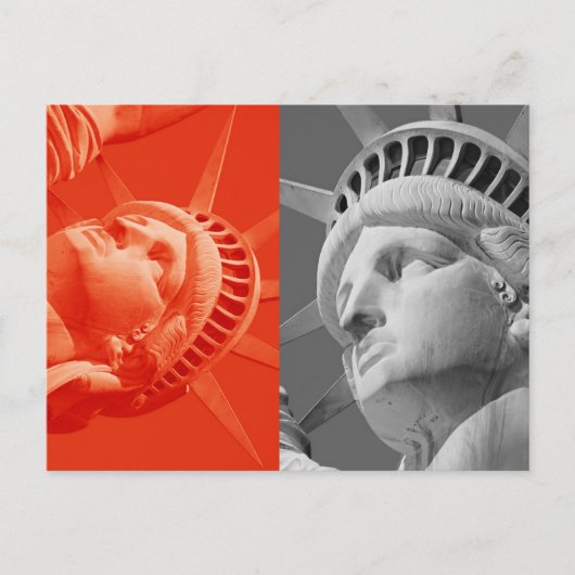 Red Gray Collage Closeup Statue Liberty Briefkaart (Voorkant)