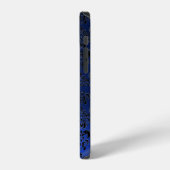 RED GRAY GEMSTONE MON Bright Blue Black Damask iPhone Hoesje (Linkerkant)