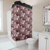 Red Gray Hollywood Regency Moroccan Animal Print Douchegordijn (In situ)