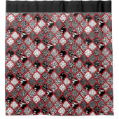 Red Gray Hollywood Regency Moroccan Animal Print Douchegordijn (Voorkant)