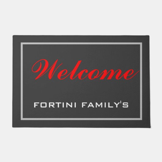 Red Gray Modern Minimalist Trendy Deurmat (Voorkant)