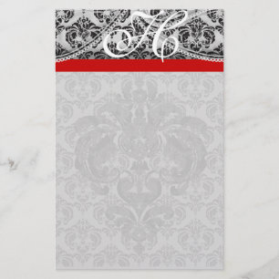 Red Gray Monogram Black Paisley