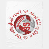 red gray volleyball court happy place gepersonalis fleece deken (Voorkant)