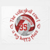 red gray volleyball court happy place gepersonalis fleece deken (Voorkant (Horizontaal))
