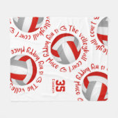 red gray volleyball court happy place typography fleece deken (Voorkant (Horizontaal))