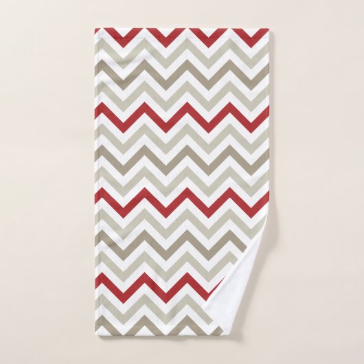 Red Gray White Chevron Pattern Bad Handdoek (Handdoek)