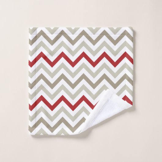 Red Gray White Chevron Pattern Bad Handdoek (Wasdoekje)