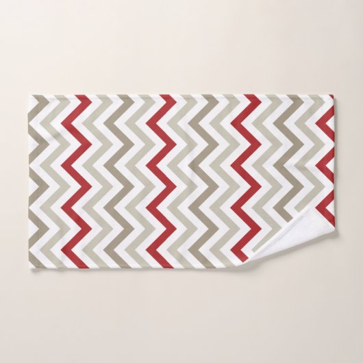 Red Gray White Chevron Pattern Bad Handdoek (Handdoek)