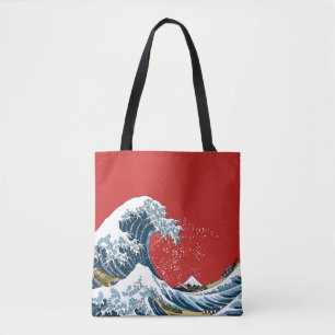 Red Great Wave van Kanagawa Modern Pop Tote Bag