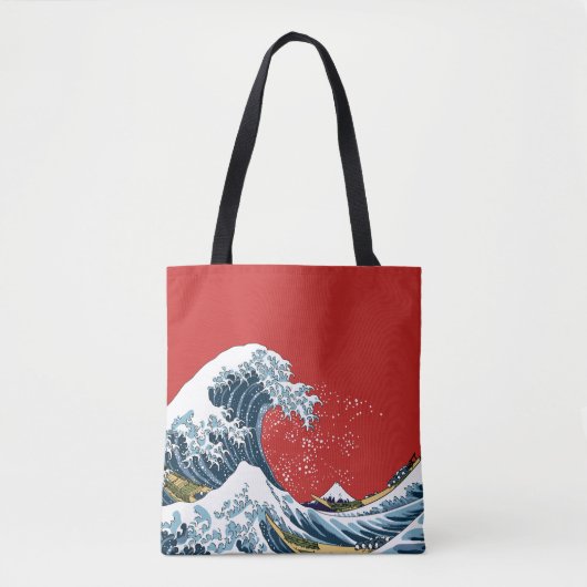 Red Great Wave van Kanagawa Modern Pop Tote Bag (Voorkant)