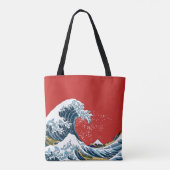 Red Great Wave van Kanagawa Modern Pop Tote Bag (Achterkant)