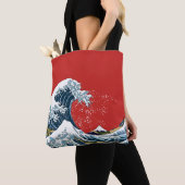 Red Great Wave van Kanagawa Modern Pop Tote Bag (Dichtbij)