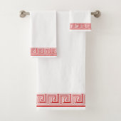 Red Grecian Frieze Design Bad Handdoek (Insitu)