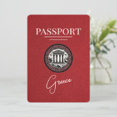 Red Greece Passport Save the Date Kaart (Staand voorkant)