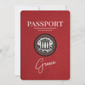 Red Greece Passport Save the Date Kaart (Voorkant)