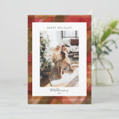 Red Green Abstract Pset Rustic-fotokerst Feestdagenkaart (Staand voorkant)