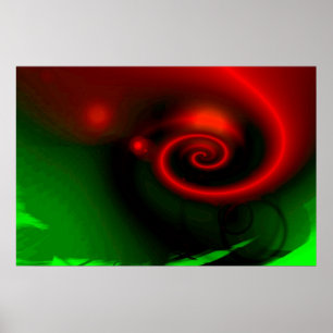 Red Green Abstract schilderen afdrukken - Art Post Poster