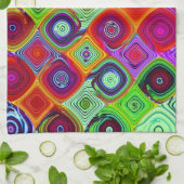 Red Green Abstracte mozaïek Theedoek (Gevouwen)