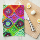 Red Green Abstracte mozaïek Theedoek (Quarter Fold)