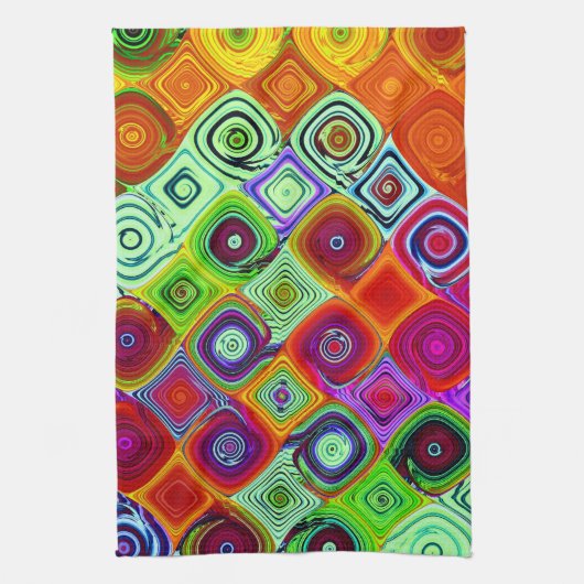 Red Green Abstracte mozaïek Theedoek (Verticaal)