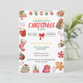 Red, Green and Gold Christmas Invitation Kaart (Staand voorkant)