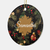 Red, green and gold personalized  keramisch ornament (Links)