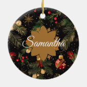 Red, green and gold personalized  keramisch ornament (Achterkant)