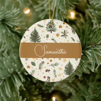 Red, green and gold personalized  keramisch ornament