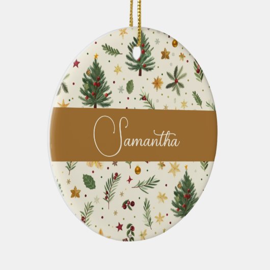 Red, green and gold personalized  keramisch ornament (Rechts)