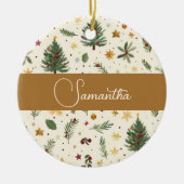 Red, green and gold personalized  keramisch ornament (Voorkant)