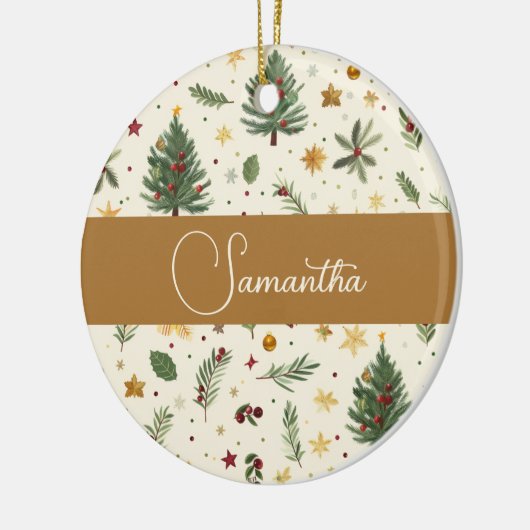 Red, green and gold personalized  keramisch ornament (Links)