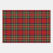 Red, Green, and Grey Tartan Wrapping Paper Flat (Voorkant)