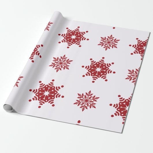 Red, Green, and White Snowflake Lane Christmas Wra Cadeaupapier (Uitgerold)