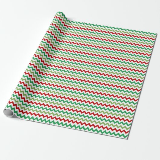 Red Green and White Zigzag Cadeaupapier (Uitgerold)