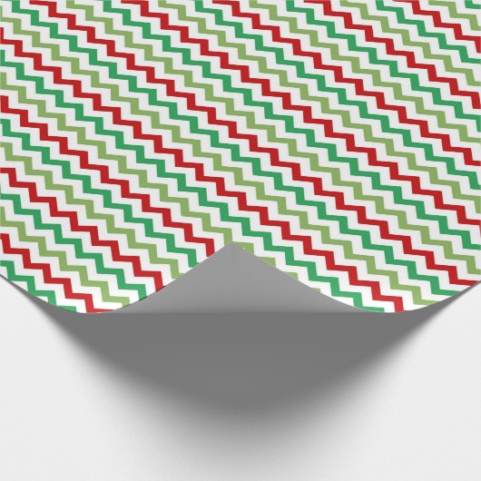 Red Green and White Zigzag Cadeaupapier (Hoek)