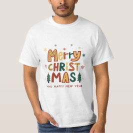 Red, Green and Yellow Illustrative Christmas  T-shirt