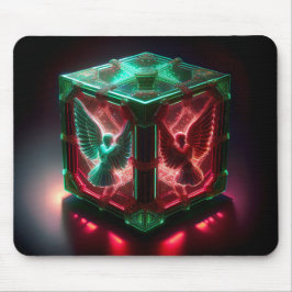 Red & Green Angels Watch Over Metallic Light Box Muismat