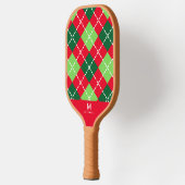 Red Green Argyle Diamonds Monogram Pickleball Paddle (Links)