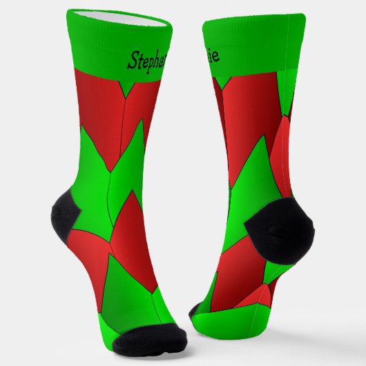 Red Green Art Deco Design Socks Sokken (Gebogen)