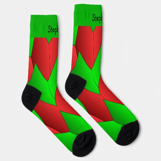 Red Green Art Deco Design Socks Sokken (Rechts)