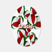 Red Green Basketballs Een atleet naam Keepsake Metalen Ornament (Voorkant links)