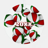 Red Green Basketballs Een atleet naam Keepsake Metalen Ornament (Achterkant)