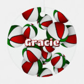 Red Green Basketballs Een atleet naam Keepsake Metalen Ornament (Voorkant)