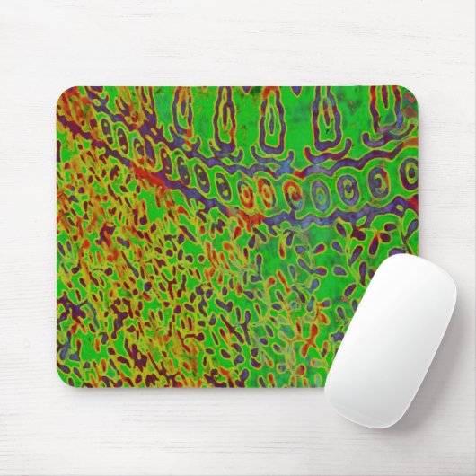 Red & Green Batik Abstract Mousepad Muismat (Met muis)
