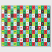 Red Green Black Blue Merry and Bright Checkers Cadeaupapier (Vlak)