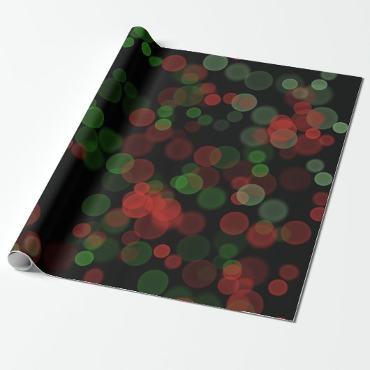 Red Green Black Bubbles Bokeh Effect Cadeaupapier (Uitgerold)