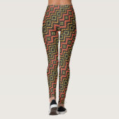 Red Green Black Egyptian Basket-weve Pattern Leggings (Achterkant)