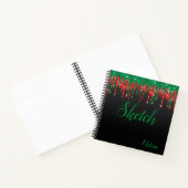 Red Green Black Glitter Monogram Sketchbook-laptop Notitieboek (Binnen)